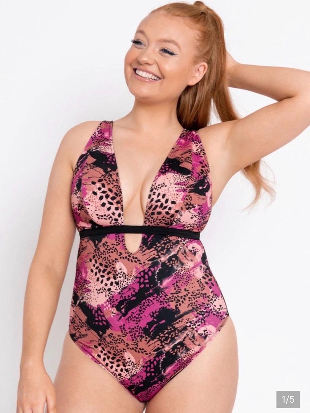 Curvy Kate Pool Party Reversible Non-Wire one pice swimsuit Sz 36 K/L NEW